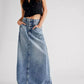 Free People - Come As You Are Denim Maxi Skirt in Medium Indigo