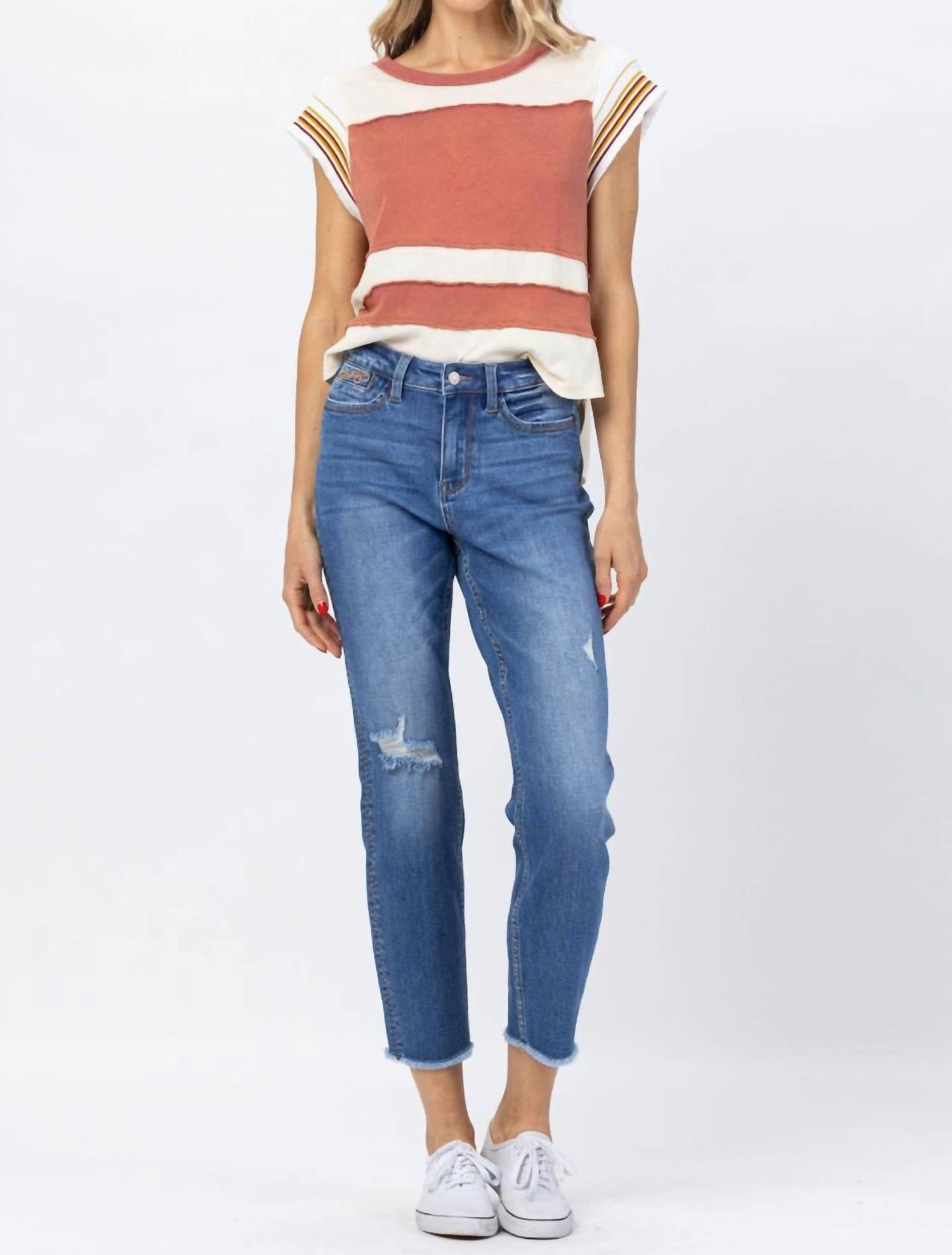 Judy Blue - Howdy High Waist Boyfriend Jeans With Stitched Seam Detail - Plus Size