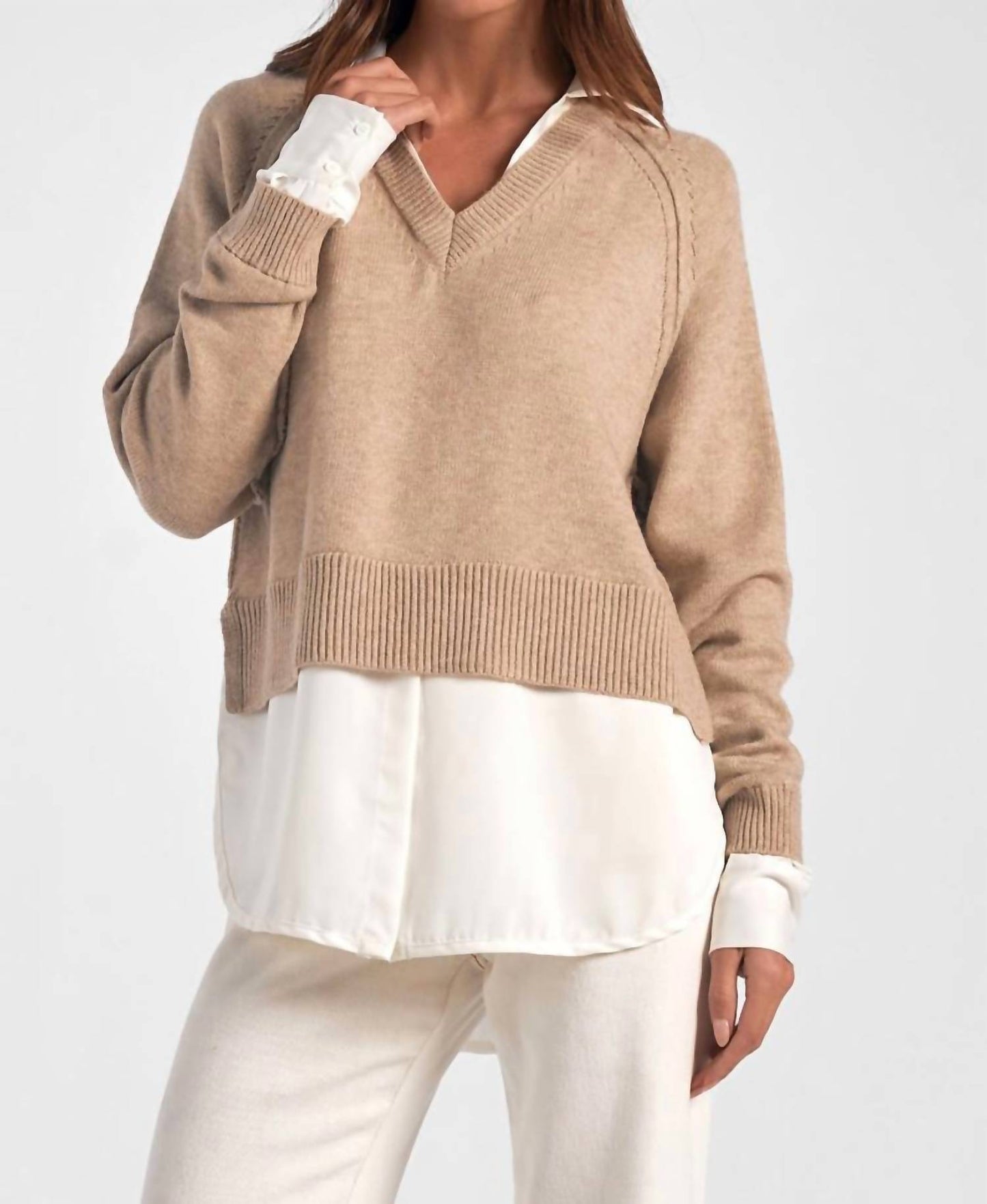 Elan - Stevie Layered Sweater/Shirt Combo