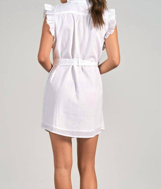Elan - Button Front Ruffle Sleeve Dress
