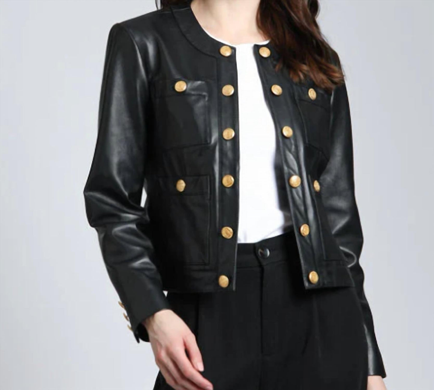 11 Uptown - Lamb Leather Jacket With Buttons