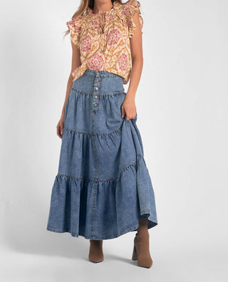 Elan - Ruffle Sleeve Tie Front Blouse