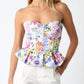 Olivaceous - Fiora Floral Corset Peplum Top