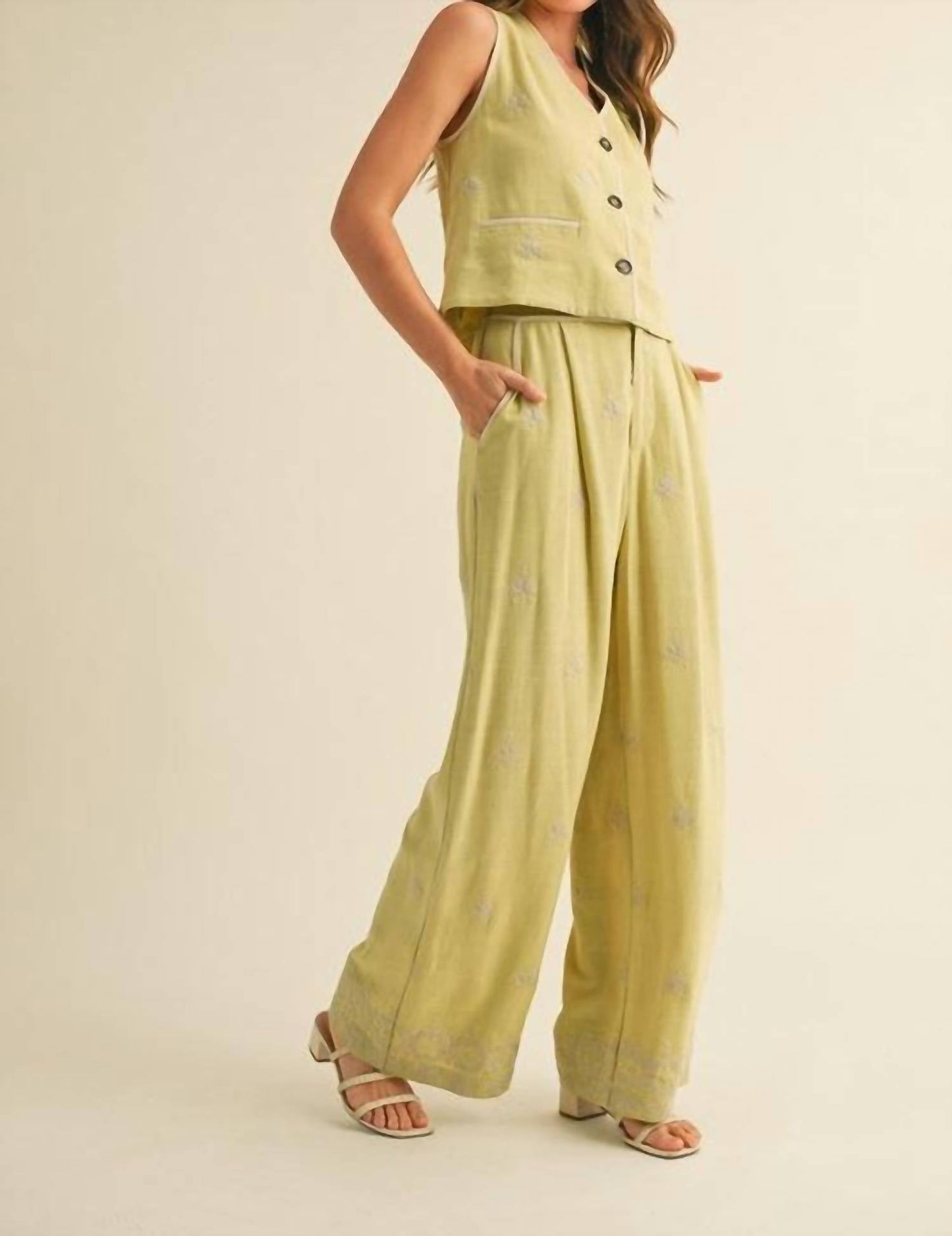 &Merci - Taylor Embroidered Vest And Pants Set