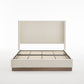 Hosford Upholstered Wingback Bed with Wood Base Platform