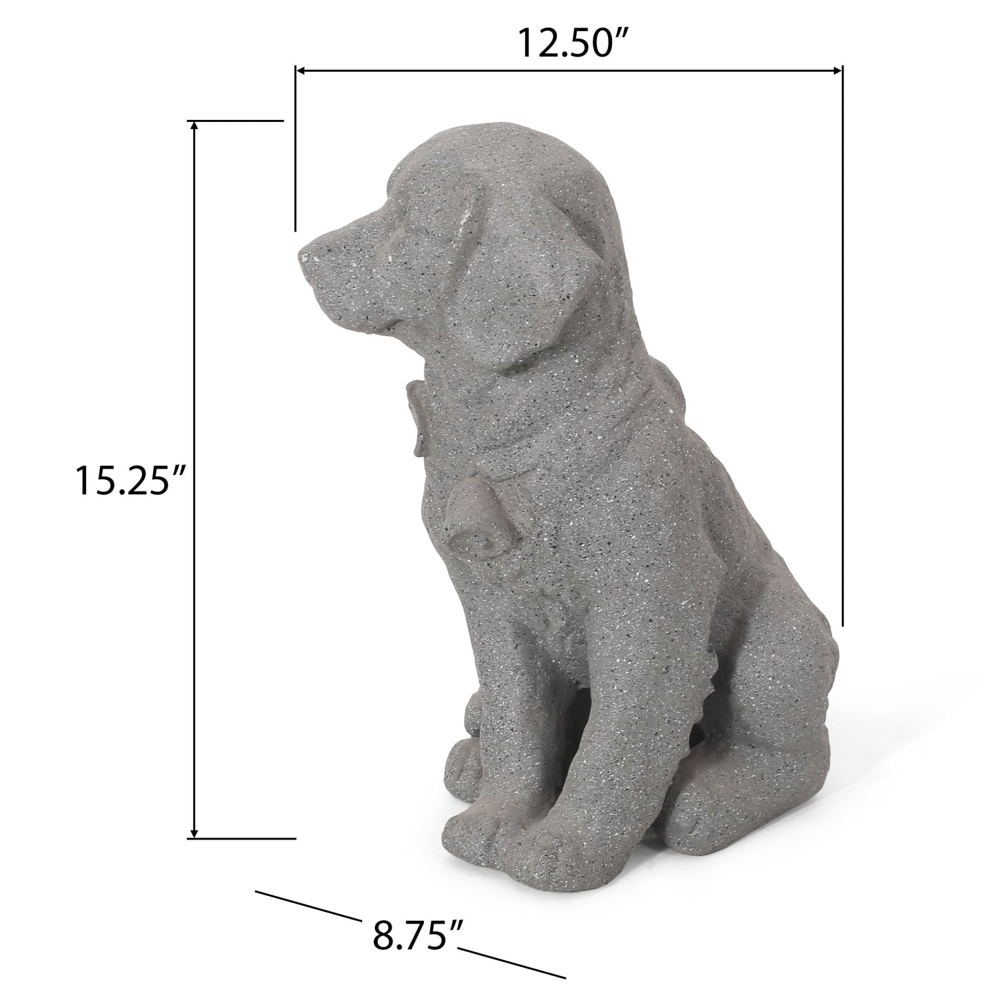 MGO Dog Statue, Outdoor Stone Gray, No Assembly Required