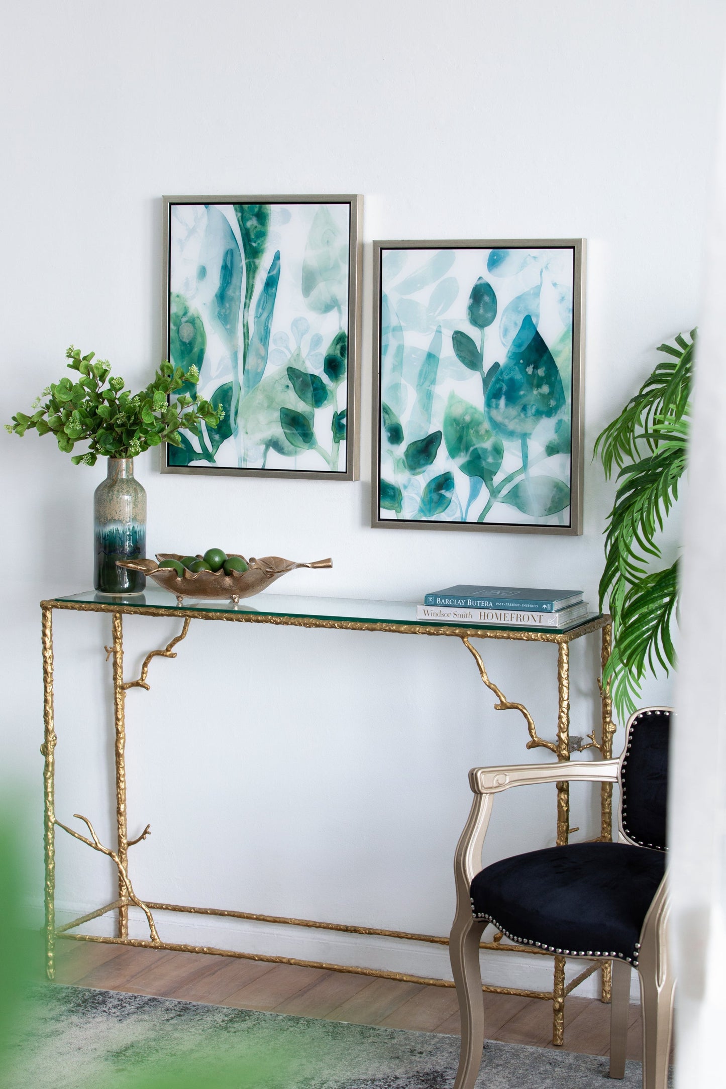 Sylvan Serenity™ — Set of 2 Blue & Green Leaf Acrylic Prints