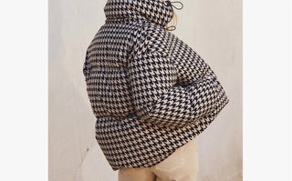 Dress Forum - Houndstooth Stand Collar Puffer Jacket
