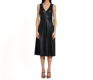 Amanda Uprichard - SABAL FAUX LEATHER MIDI DRESS IN BLACK