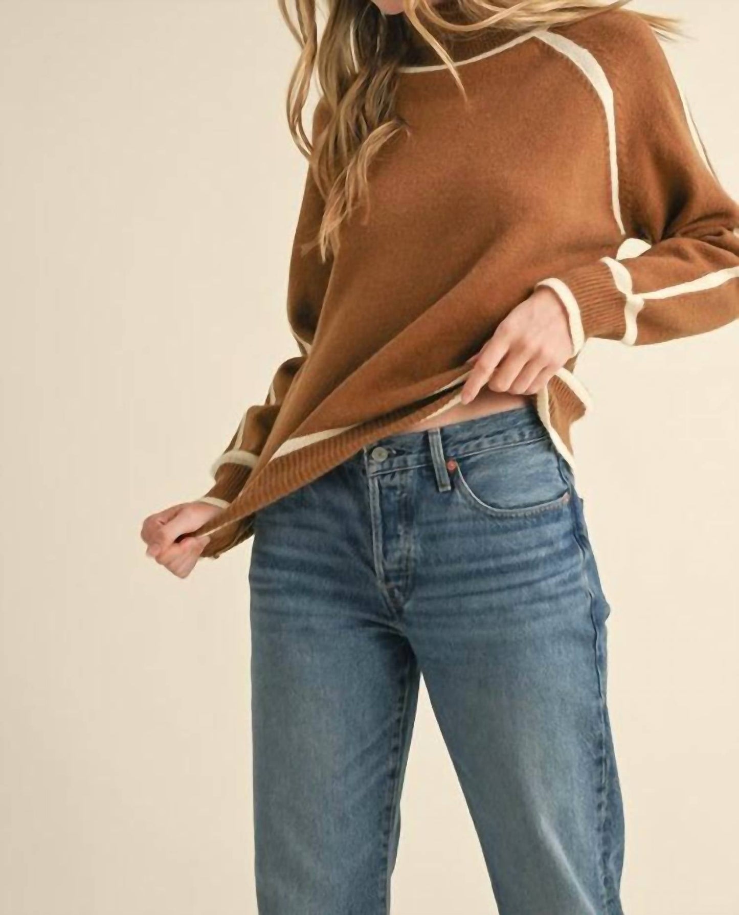 &Merci - Turtleneck Raglan Sleeves Sweater