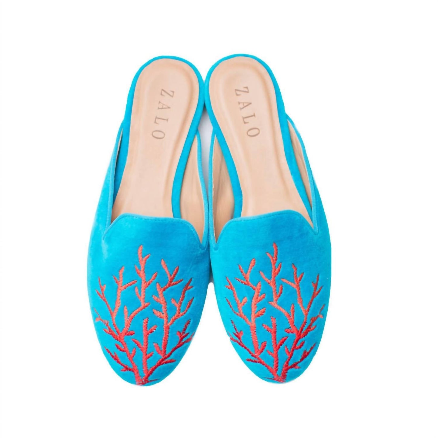 House Of Zalo - Coral Velvet Mule