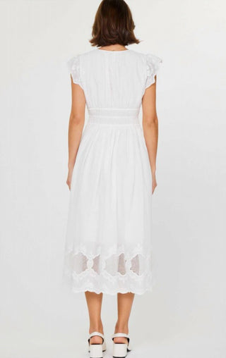 Current Air - V-neck Flutter Slv White Midi Dress