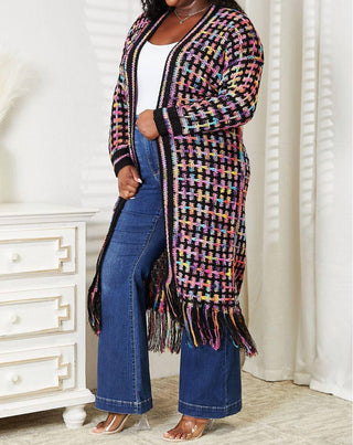 Angel Wings By Lucy - Full Size Open Front Fringe Hem Cardigan