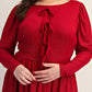 The Curve La - Plus Size Glitter Knit Flare Dress With Bow Details