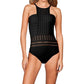 Kenneth Cole - Tough Luxe Textured High Neck One Piece Swimsuit