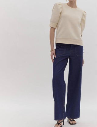 Entro - Grace Puff Sleeve Knit Top