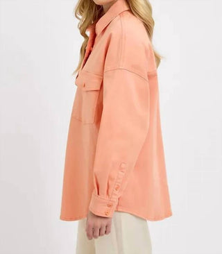 Trendsi - Risen Full Size Button Down Long Sleeve Denim Shacket With Chest Pockets Plus Size