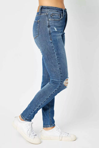 Judy Blue - Mid Rise Tummy Control Destroy Skinny Denim Jeans