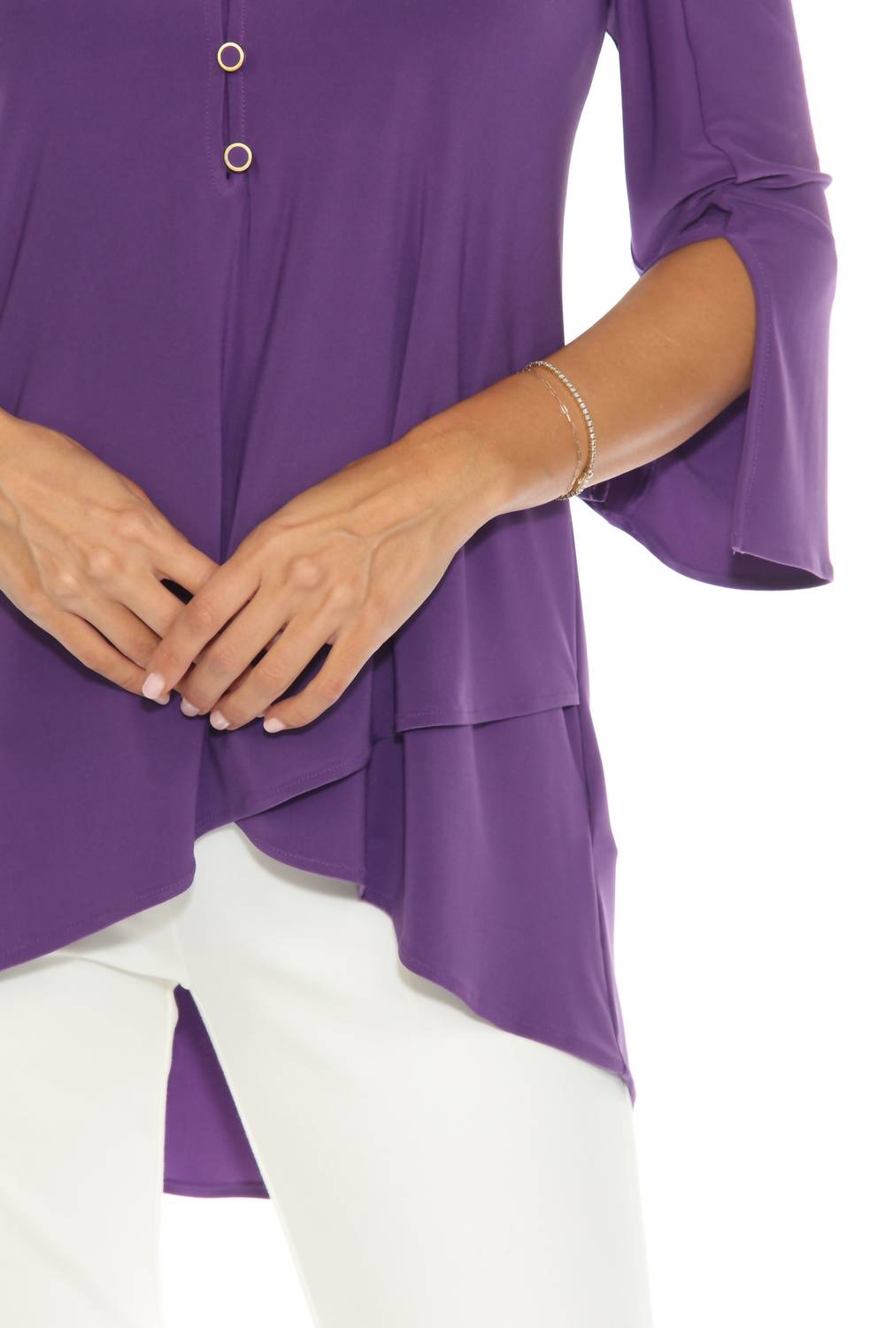 Joseph Ribkoff - Wrap Front 3/4 Sleeve V-neck Tunic