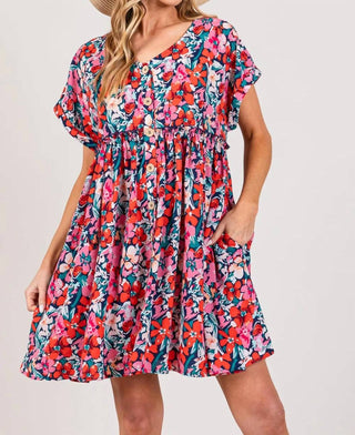 Trendsi - SAGE + FIG Floral Button Down Short Sleeve Mini Dress