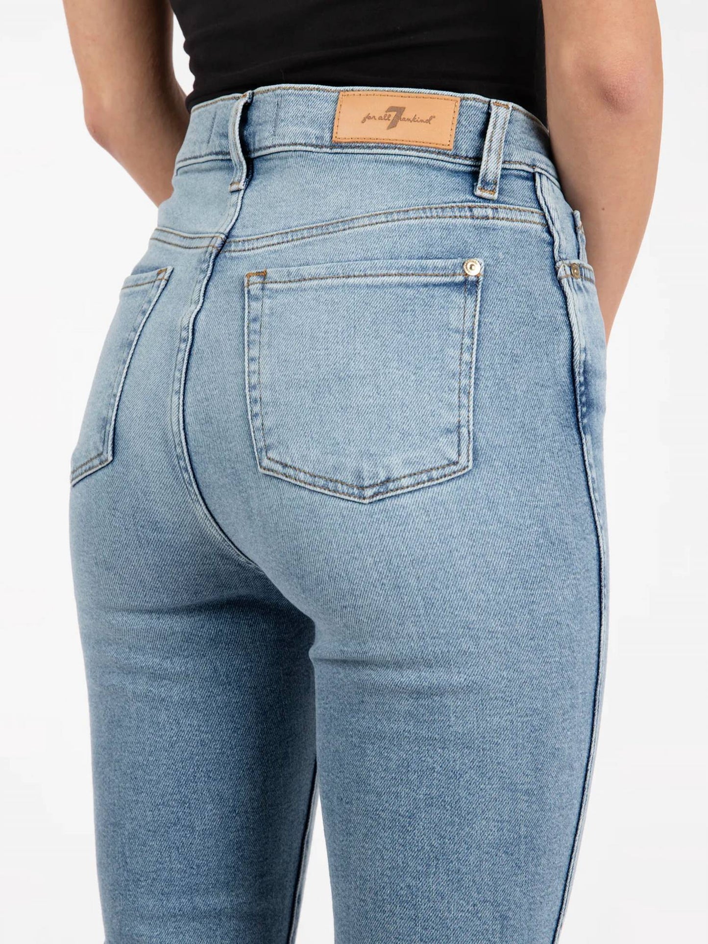 7 For All Mankind - Pre-loved High Rise Skim Kick With Raw Cut Jeans