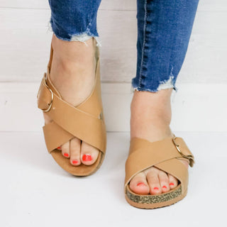 Qupid - Women's Buckle X-band Slip On Sandals