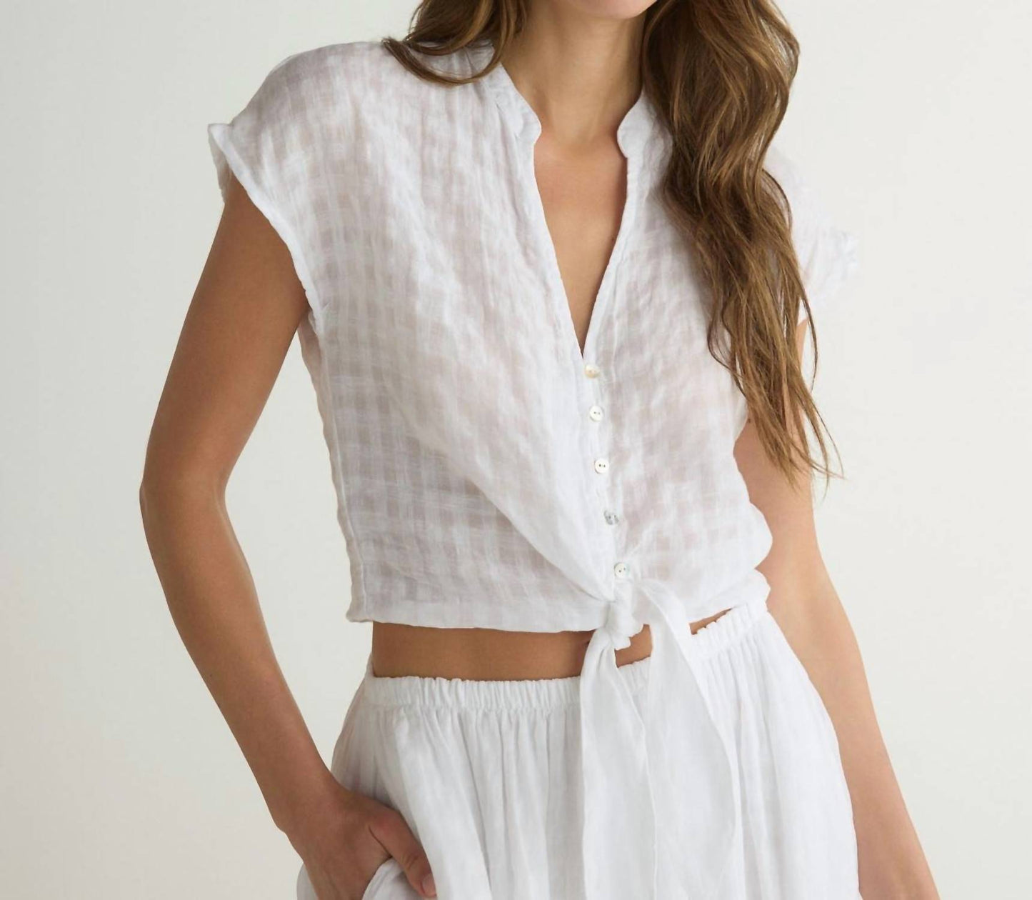 Bella Dahl - Women's Short Sleeve Tie Front Top