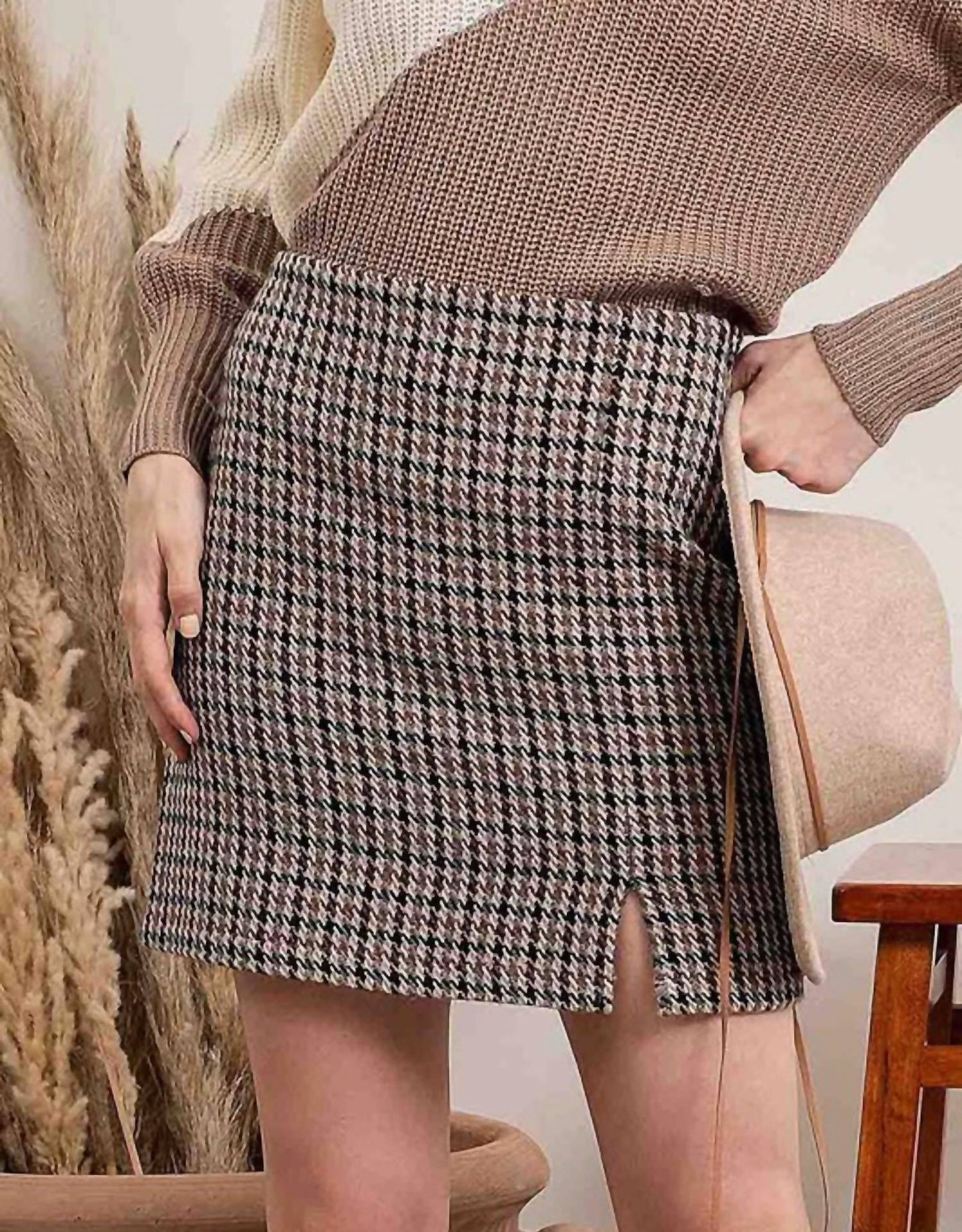 Blu Pepper - Ashleyn Houndstooth Skirt