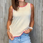 Charlie B - Crewneck Embroidered Knit Tank
