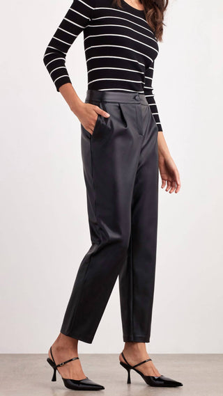 Ellen Tracy - Pleated Faux Leather Pant
