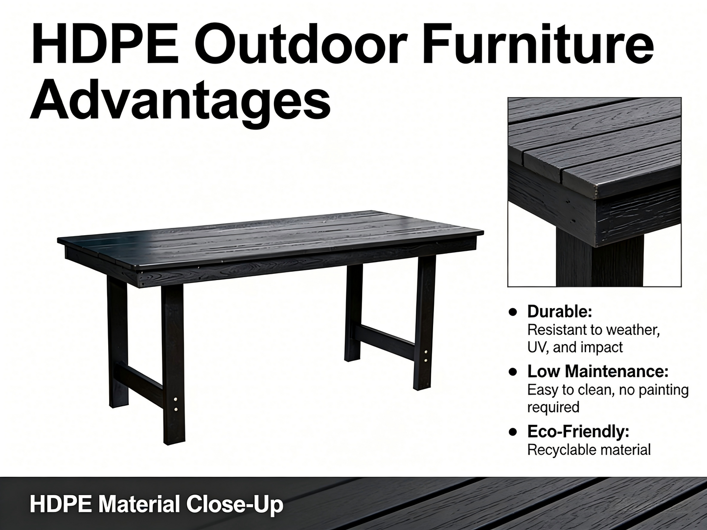 HDPE Outdoor Patio Dining Set - Table and Four Chairs