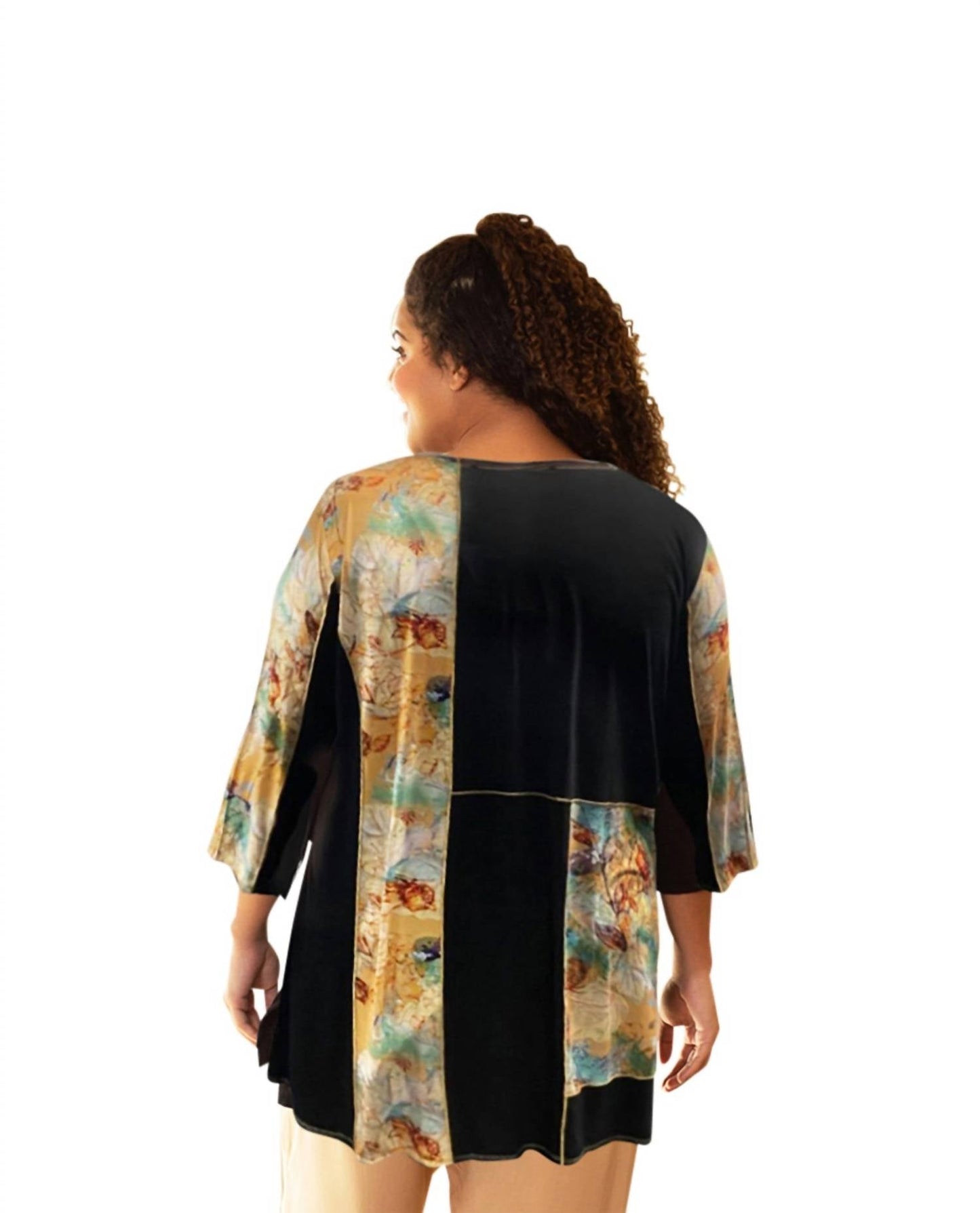 On The Plus Side - Print Block 3/4 Sleeve Tunic - Plus