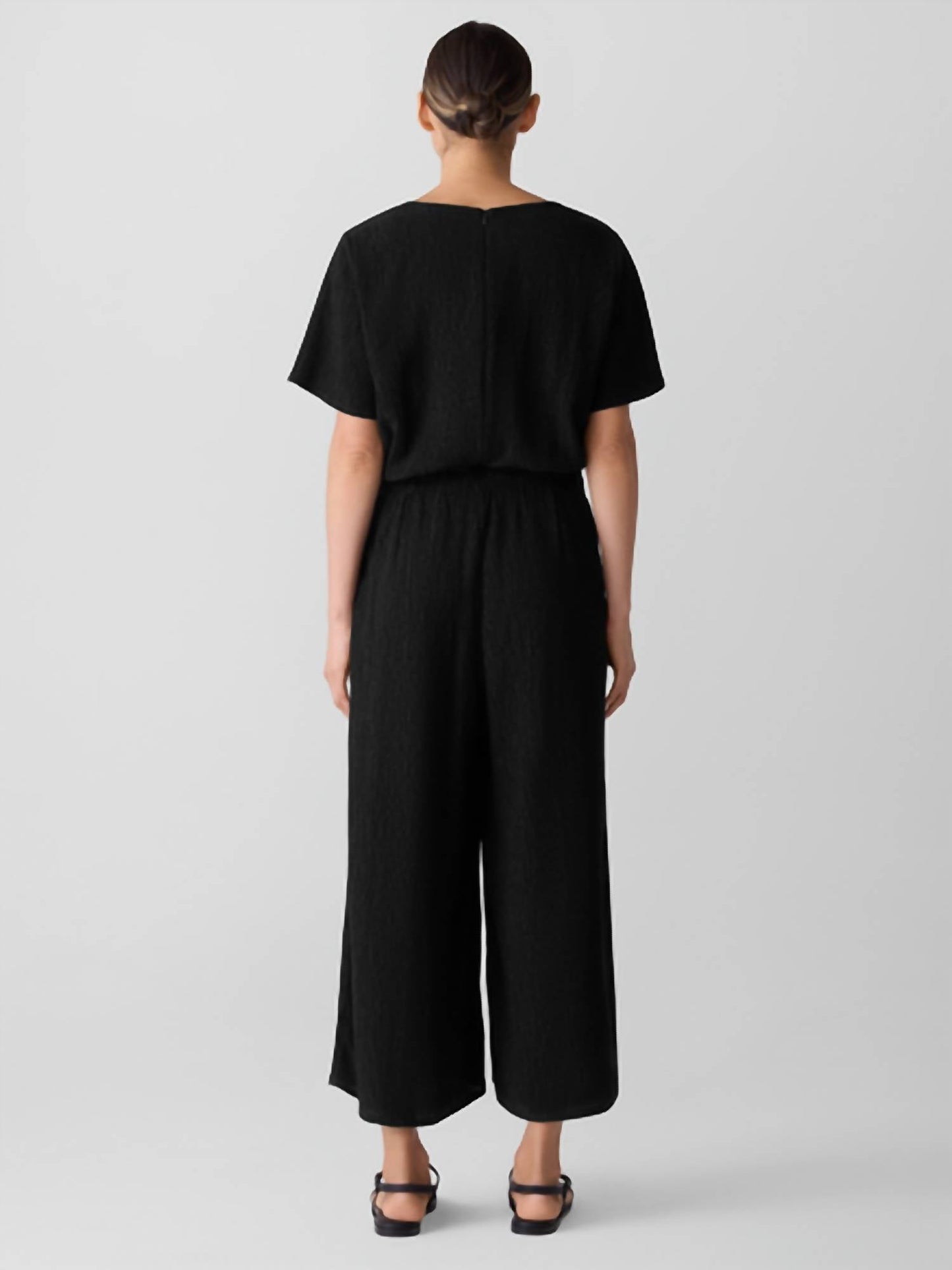 Eileen Fisher - WIDE LEG SHORT SLEEVE JUMPSUIT