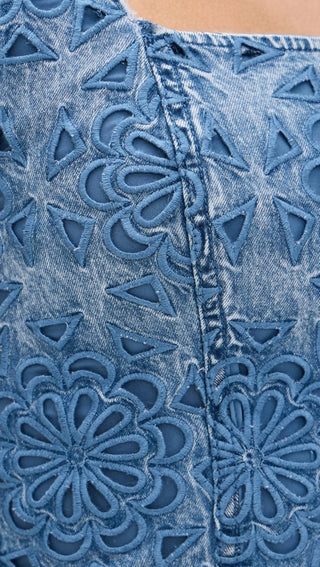 Alice + Olivia - Maryann Floral Cutout Denim Dress