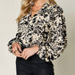 Double Take - Full Size Printed Ruffle Trim Balloon Sleeve Shirt