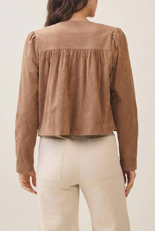 Able - Shirred Vegan Suede Zip Up Jacket