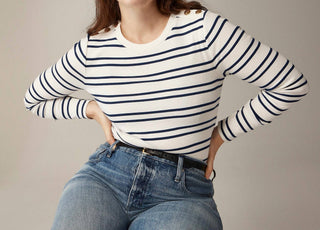 J.Crew - Perfect-fit Long-sleeve Crewneck T-shirt With Lion Buttons Stripe