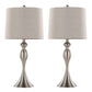 Ashland 27" Contemporary Metal Table Lamp Set in Brushed Nickel