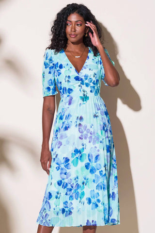 Alison Sheri - Short Sleeved Pleat Skirt Dress