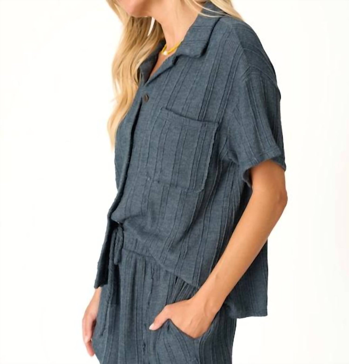 Project Social T - Summer Dreamin' Button Front Sweater Rib Tee