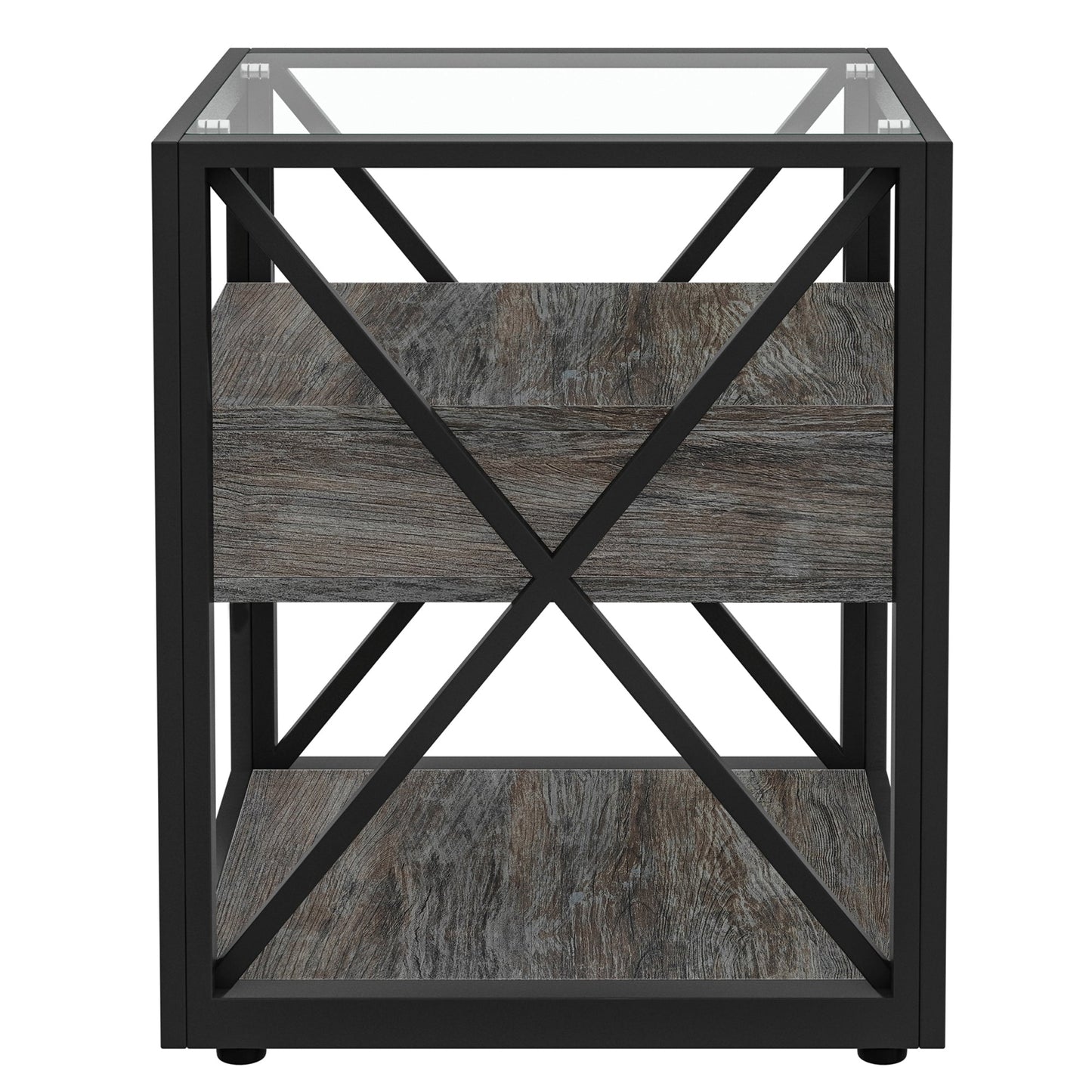 Set of 2 Modern End Tables with Drawer - Nightstand