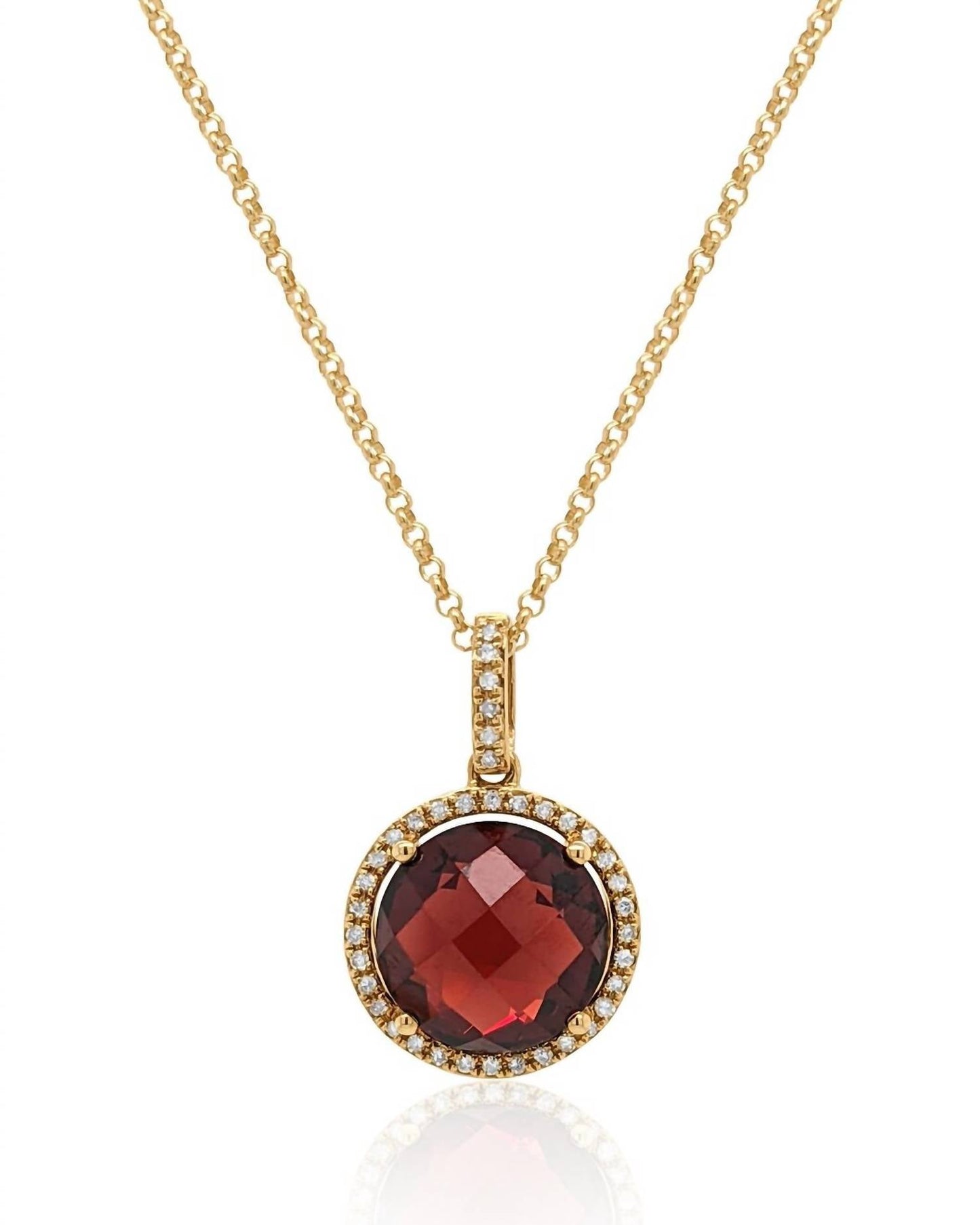 Diana M Jewels - 4.00 Cts Garnet With 0.20 Diamonds Pendant