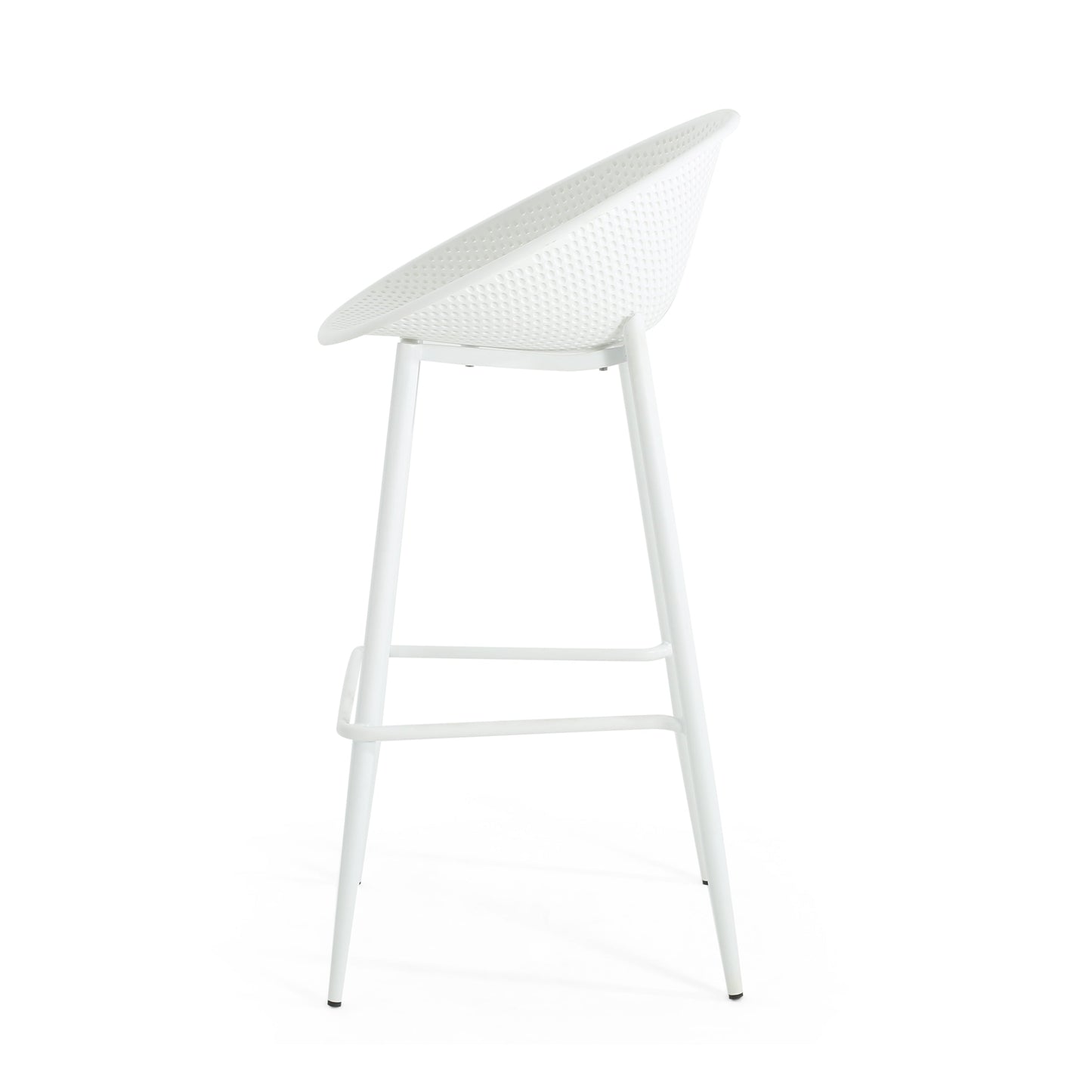Modern Gable Outdoor Barstool Set of 2 in White