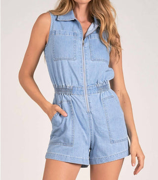 Elan - Denim Sleeveless Romper