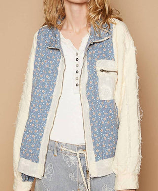 Pol - Contrast Floral Quilted Jacket