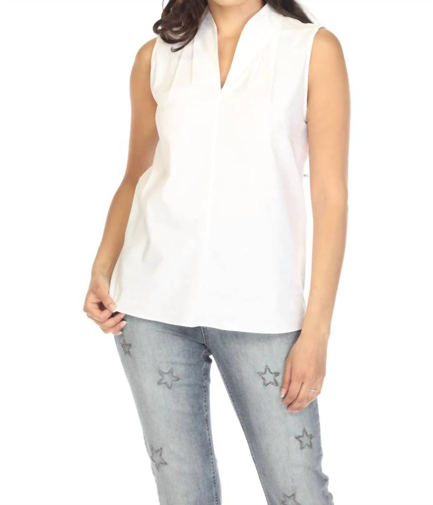 Joseph Ribkoff - Vanilla Pleated V-Neck Sleeveless Top