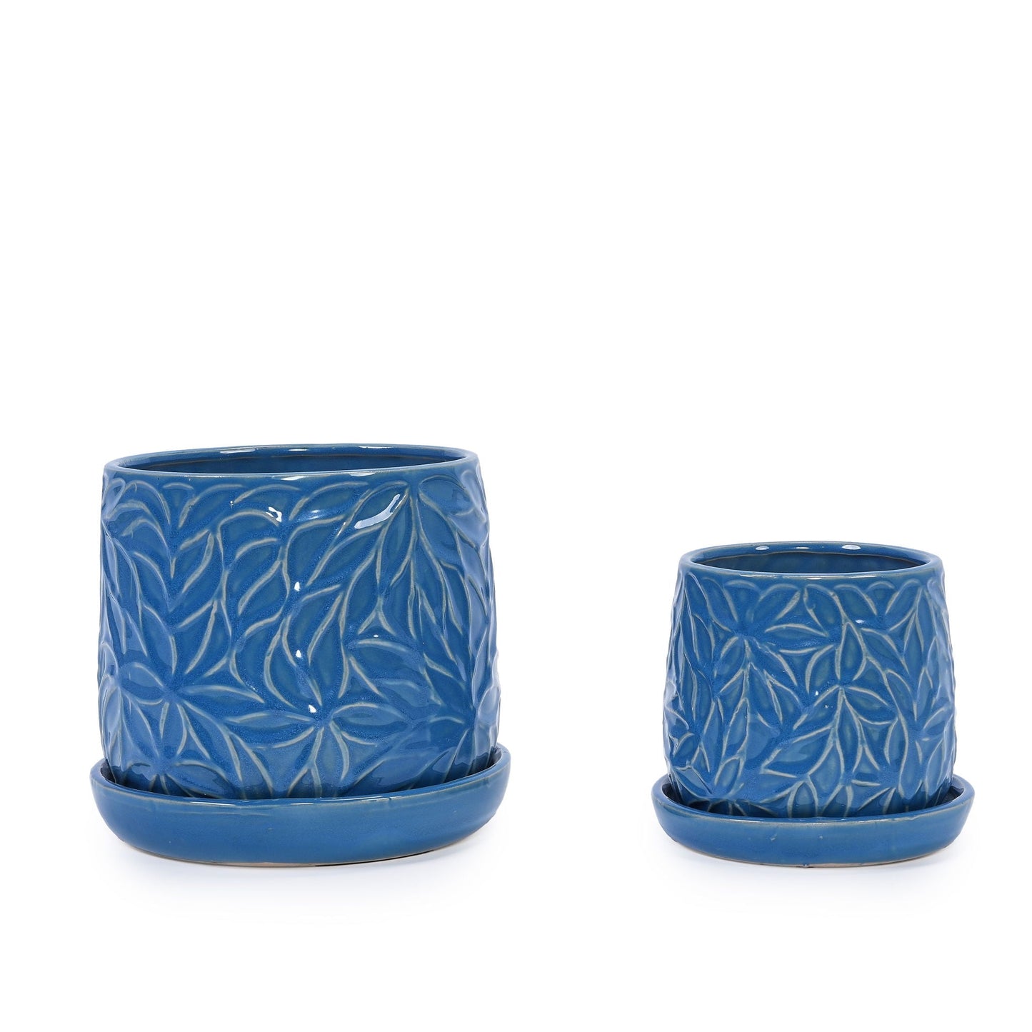 Ceramic Flowerpot, 7" Planter Set of 2 - Antique Navy Blue