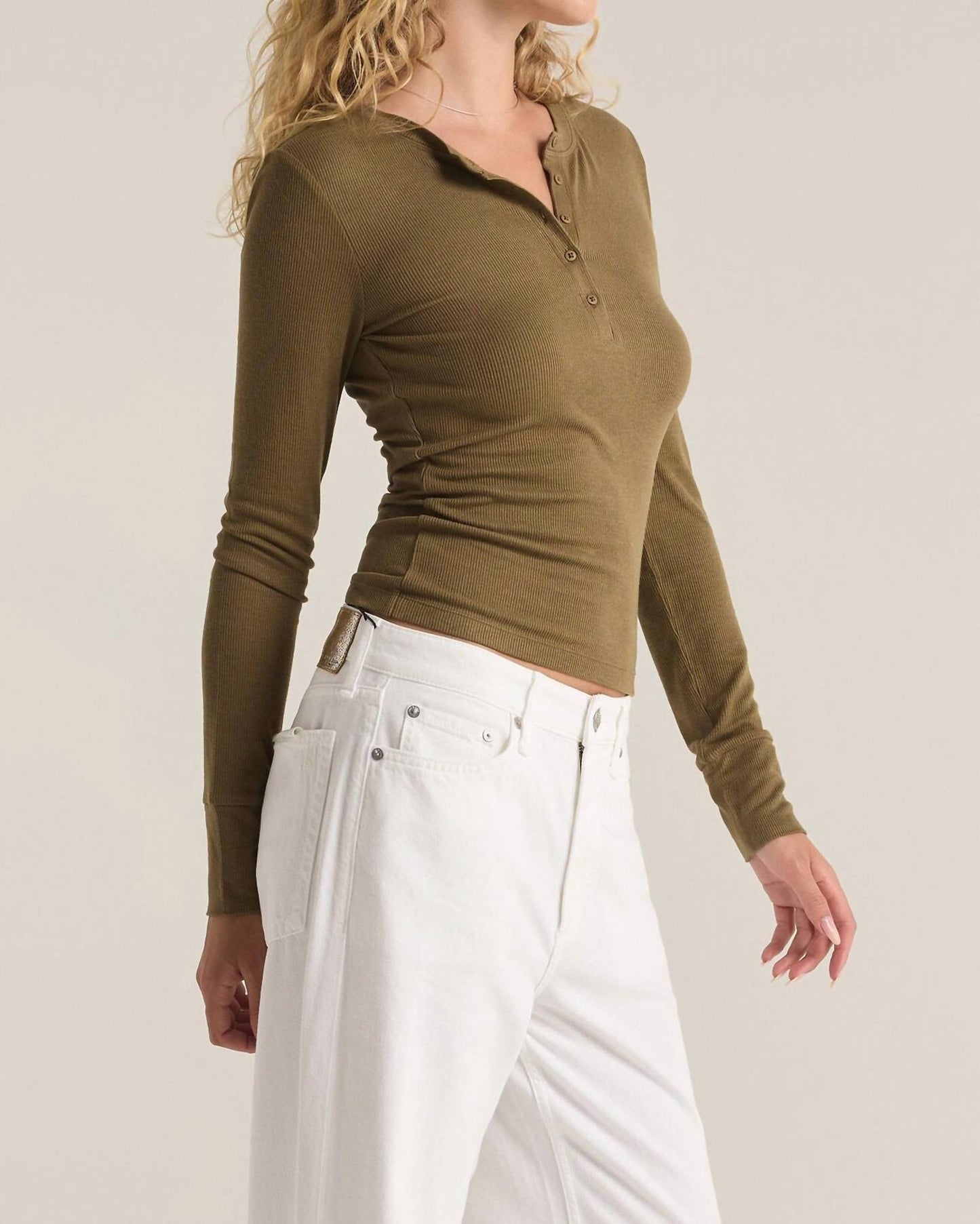 Z Supply - Scarlett Rib Henley Long Sleeve Top