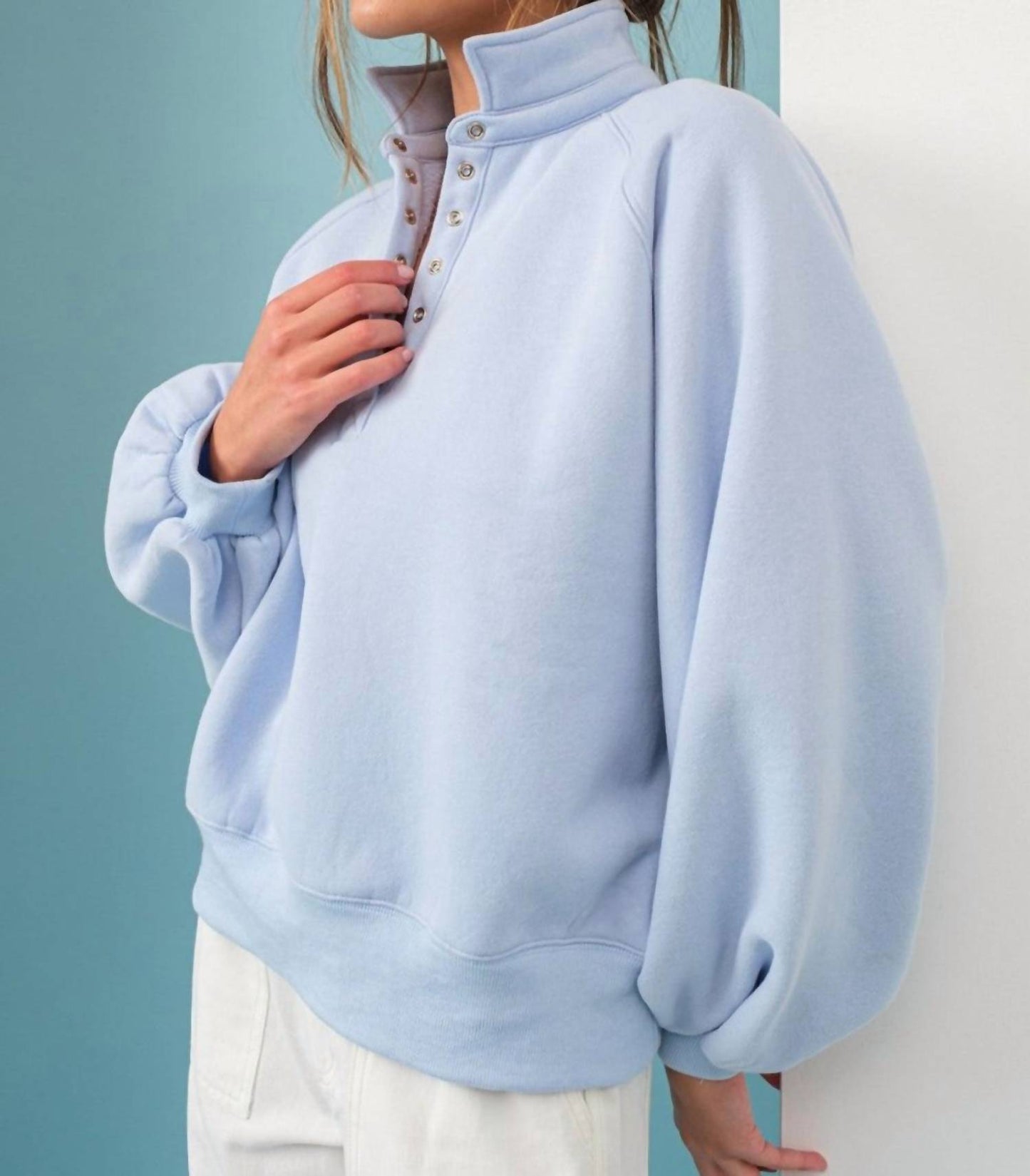Papermoon - Piper Snap Button Collared Pullover Sweatshirt