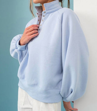 Papermoon - Piper Snap Button Collared Pullover Sweatshirt